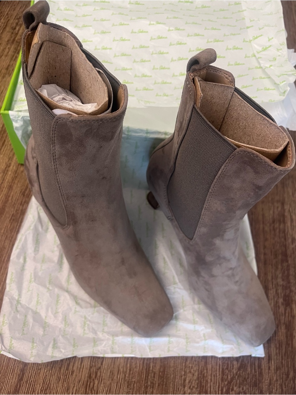 Sam Edelman Lani Fern Green leather Suede Ankle Boots Size 6 Slip-On